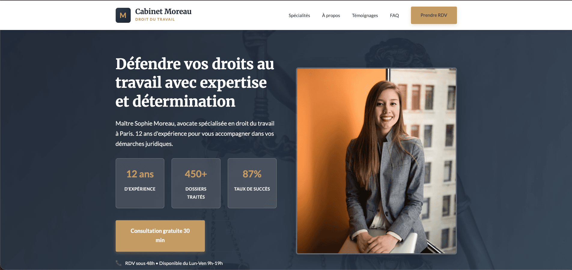 Screenshot Landing Page Droit du Travail